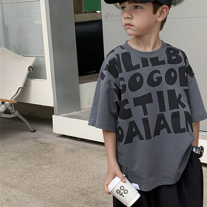 【120-150】英字デザインTシャツ