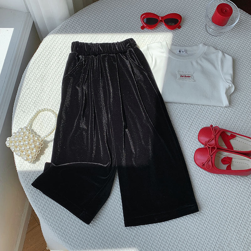 【90-150】ロングワイドベロアパンツ