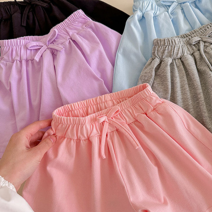 【90-150】フロントリボンフレアショートパンツ