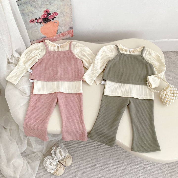 【73-120】レースカラーパフスリーブトップス