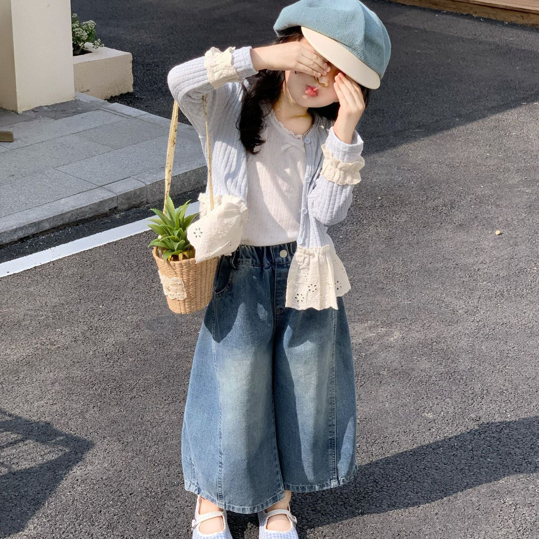 【90-140】レースデザインカーディガン