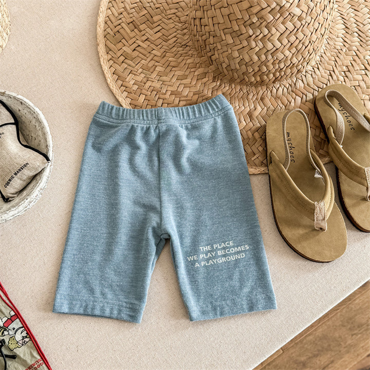 【80-130】英字ロゴデザインハーフレギンスパンツ