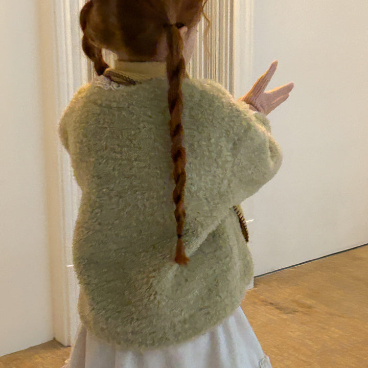 【90-140】ボタンデザインボアショートコート