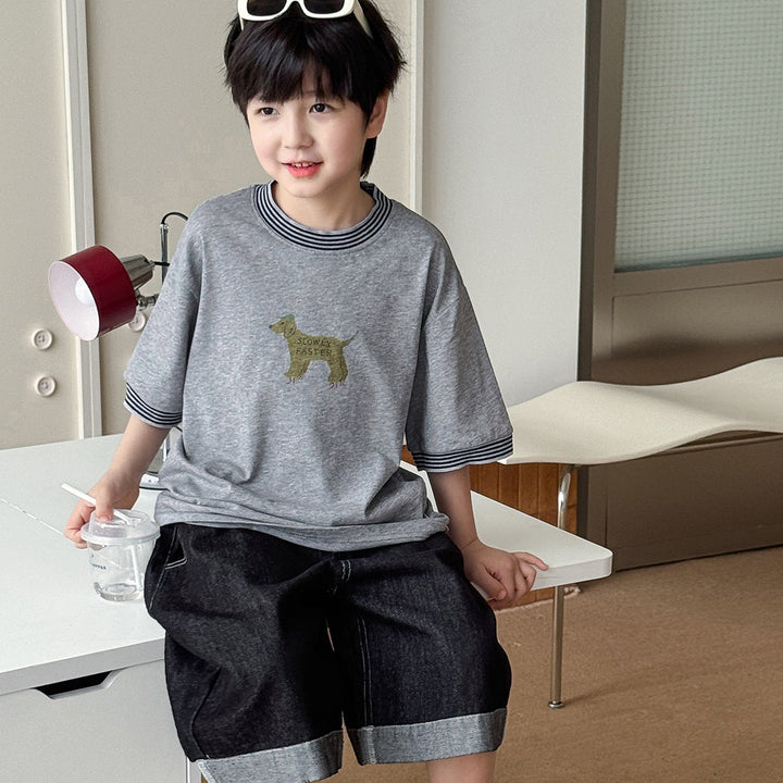 【90-150】ロールアップミドル丈デニムパンツ
