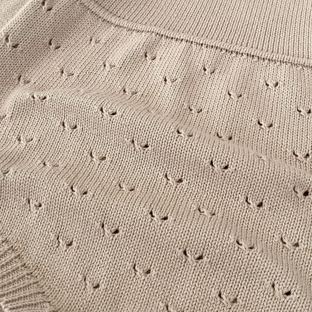 【73-90】シンプルニット長袖ロンパース