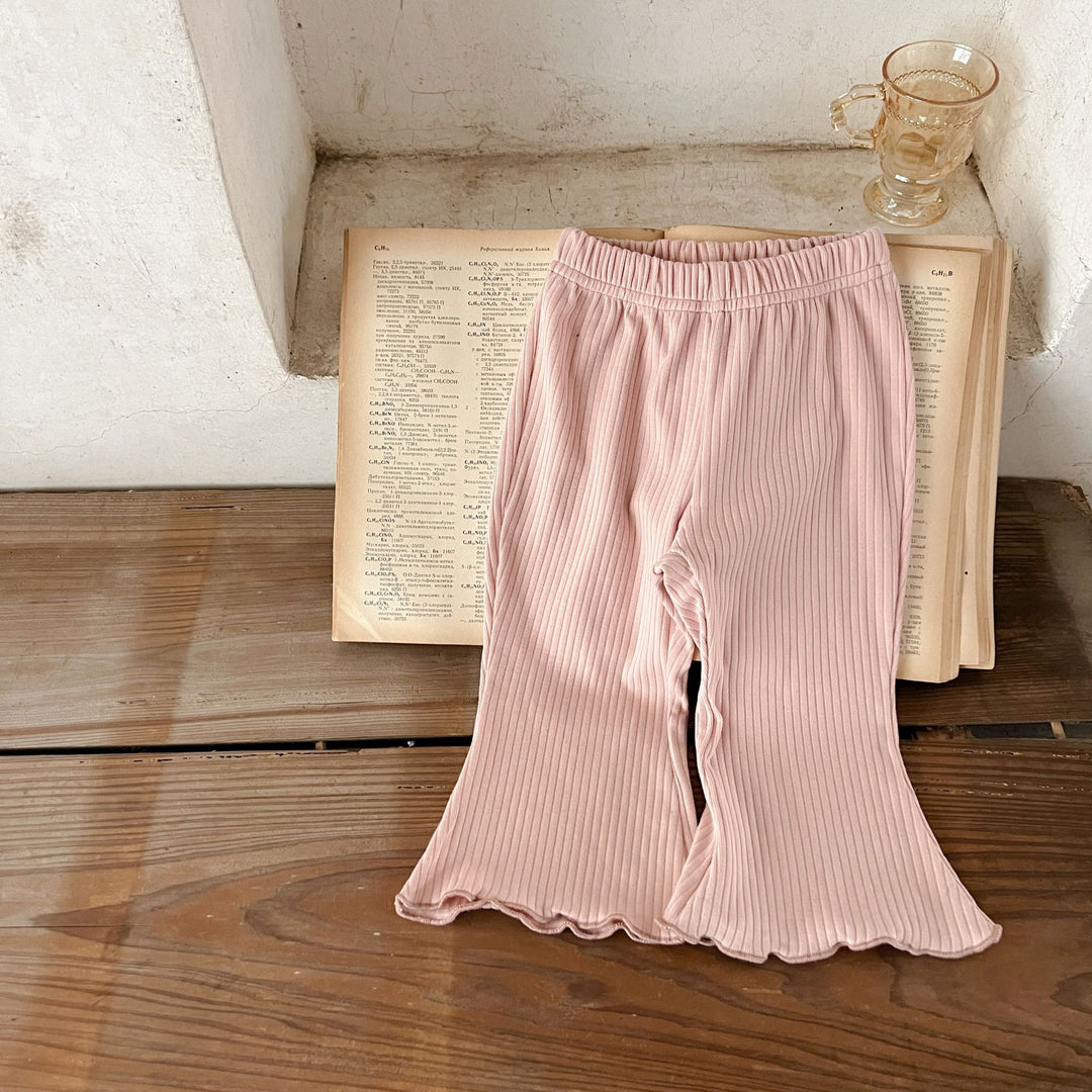 【73-120】シンプルリブフレアパンツ