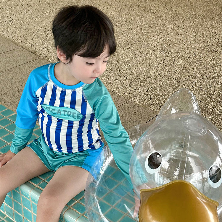 【85-155】ストライプ長袖セパレートスイムウェア