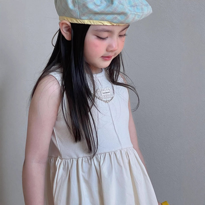 【90-150】ウエスト切替ノースリワンピース