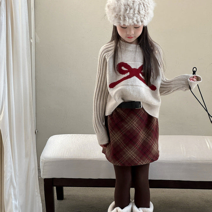 【90-150】ショルダーボタンニットトップス