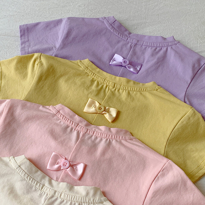 【90-140】バックカット＆リボンTシャツ