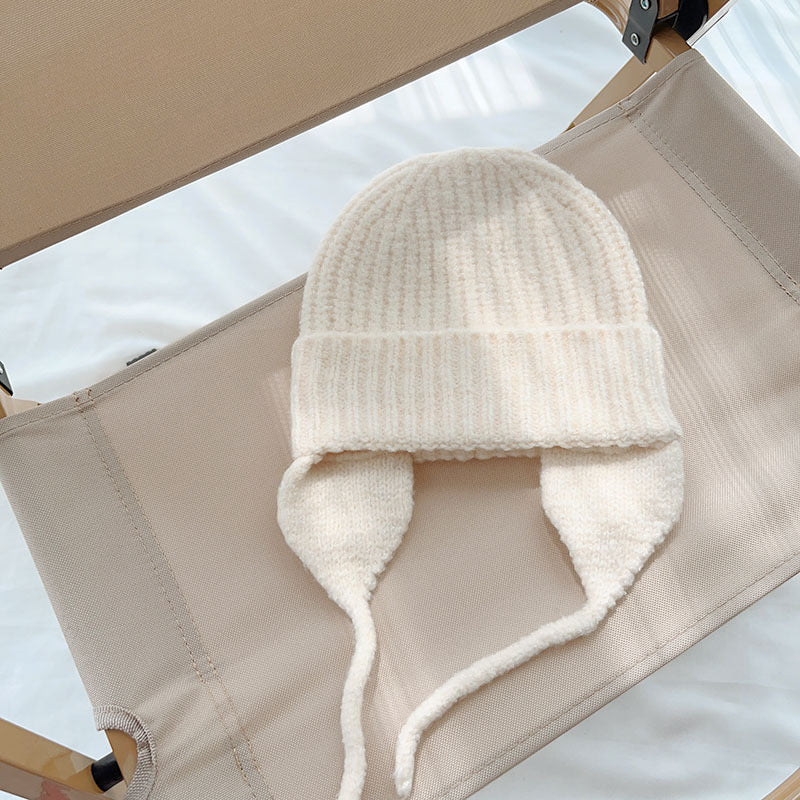 【3-10歳】耳あて付きシンプルニット帽