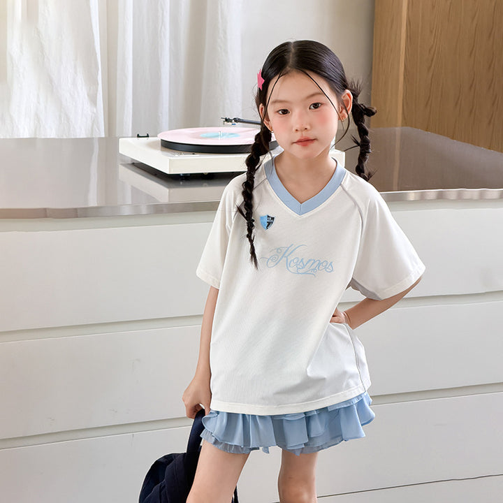 【100-150】ユニフォーム風おしゃれTシャツ
