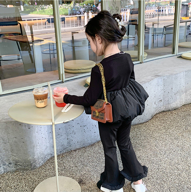 【90-140】バルーンヘムトップス×フリルヘムパンツセット