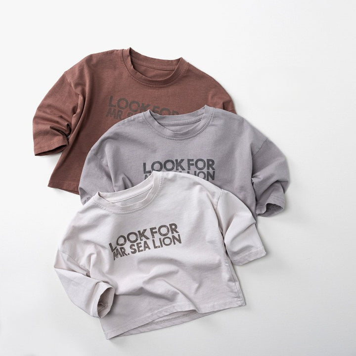 【80-130】ロゴデザイン長袖Tシャツ