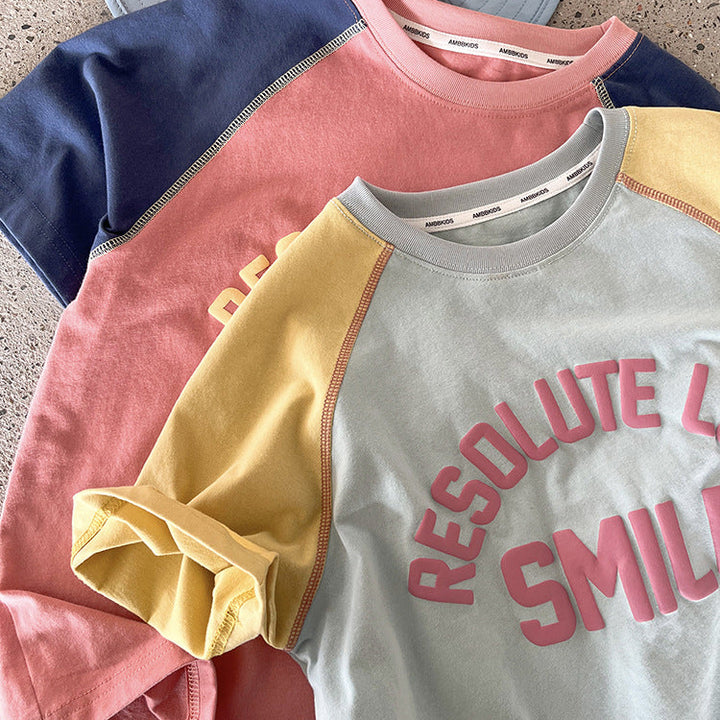 【90-150】ラグランスリーブカジュアルTシャツ