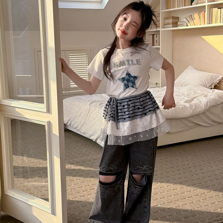 【100-150】SMILE＆STAR Tシャツ