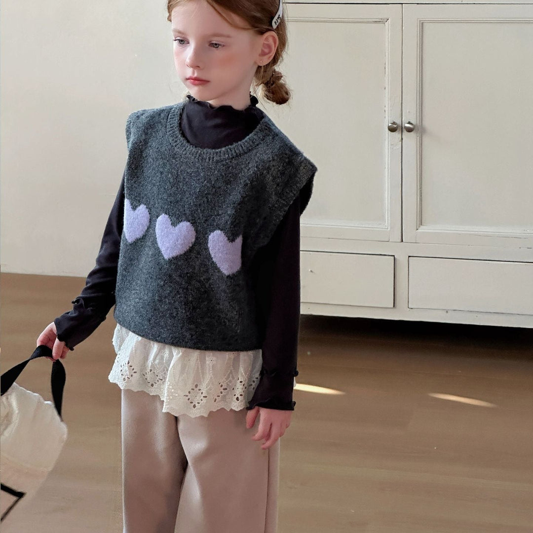 【90-150】ハートデザインニットベスト