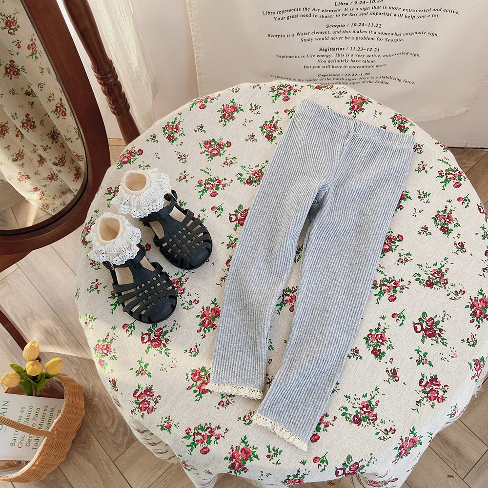 【80-140】裾レースレギンスパンツ