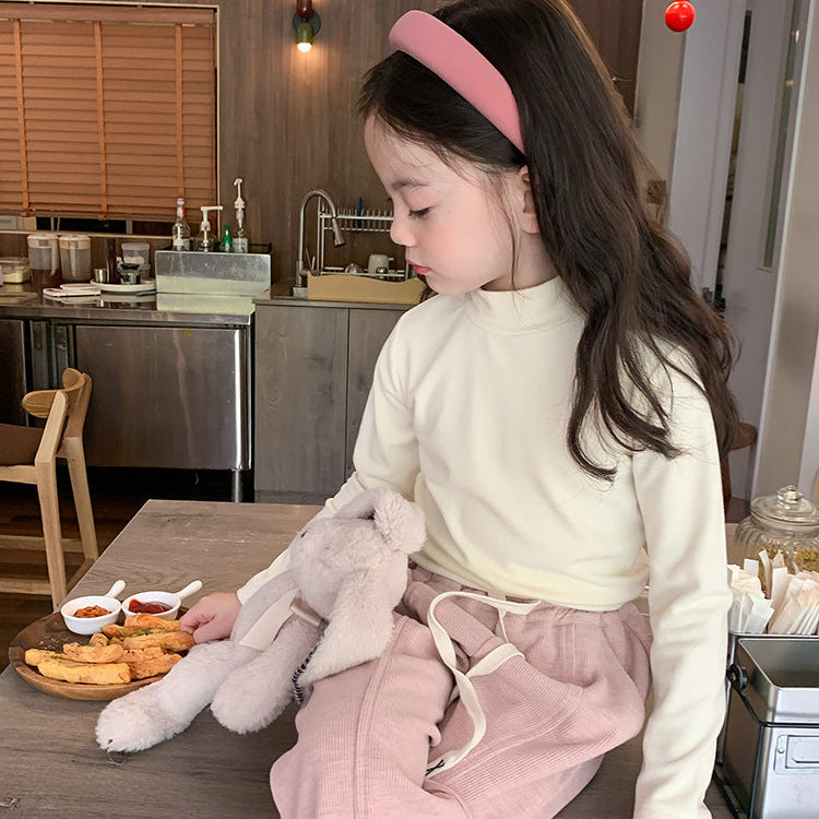 【90-150】ハイネックシンプル長袖カットソー