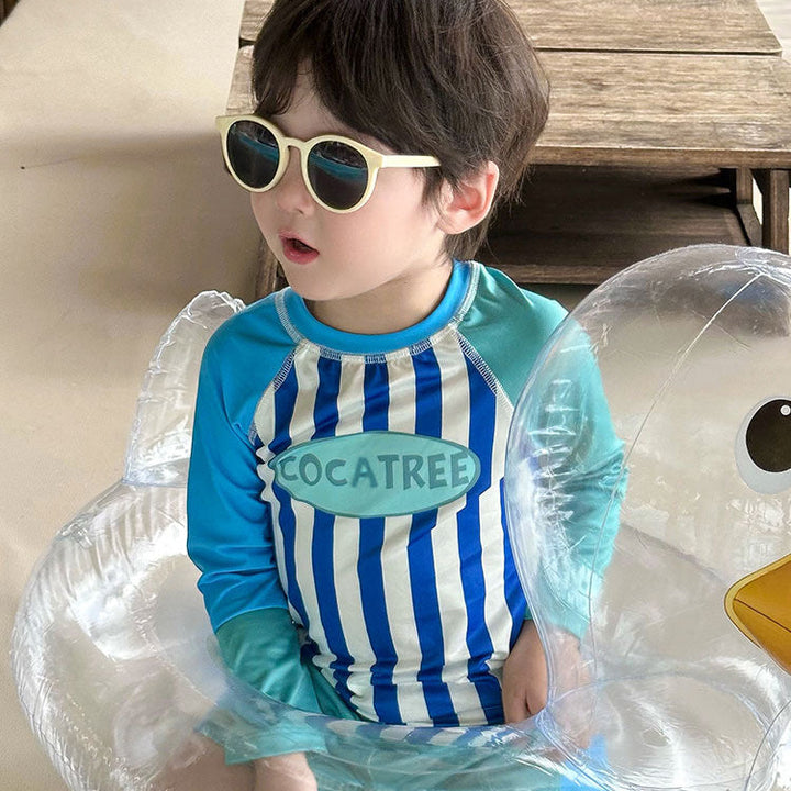 【85-155】ストライプ長袖セパレートスイムウェア