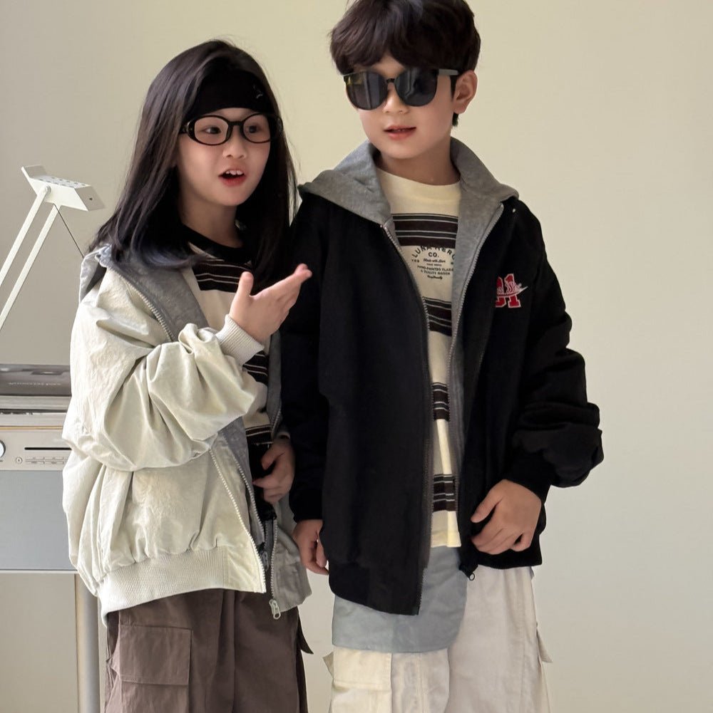 【90-150】フード付きレイヤード風ジャケット