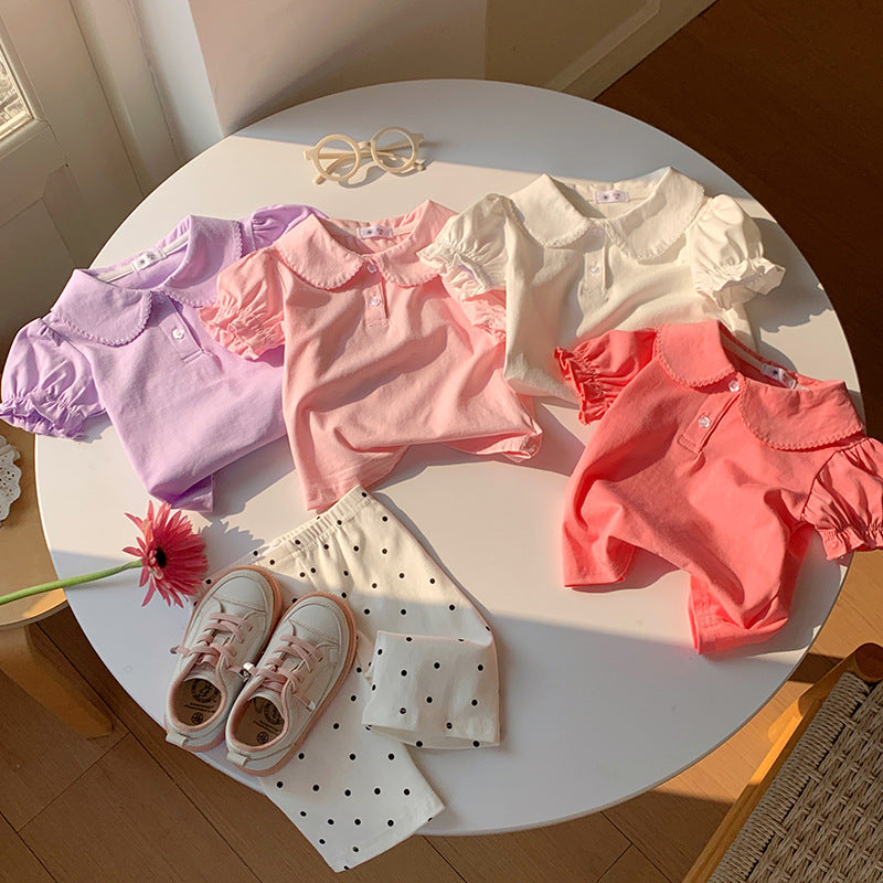 【90-140】パフスリーブポロシャツ