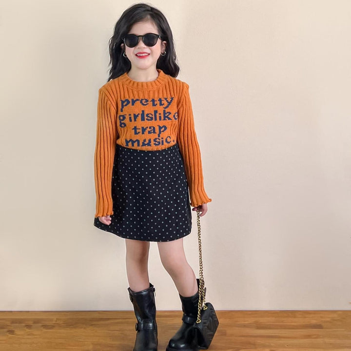 【90-140】フロントロゴリブニットトップス