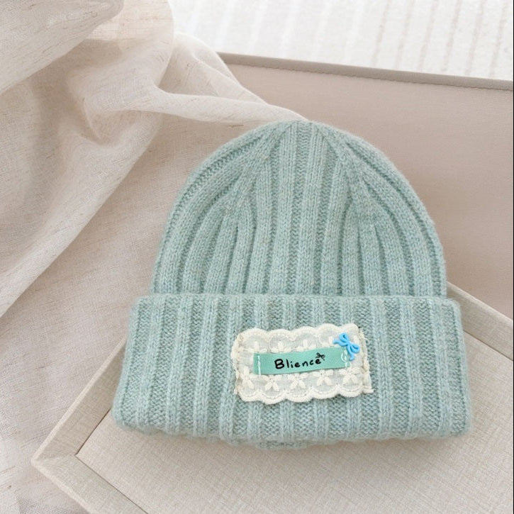 【48-52cm】レースワンポイントニット帽