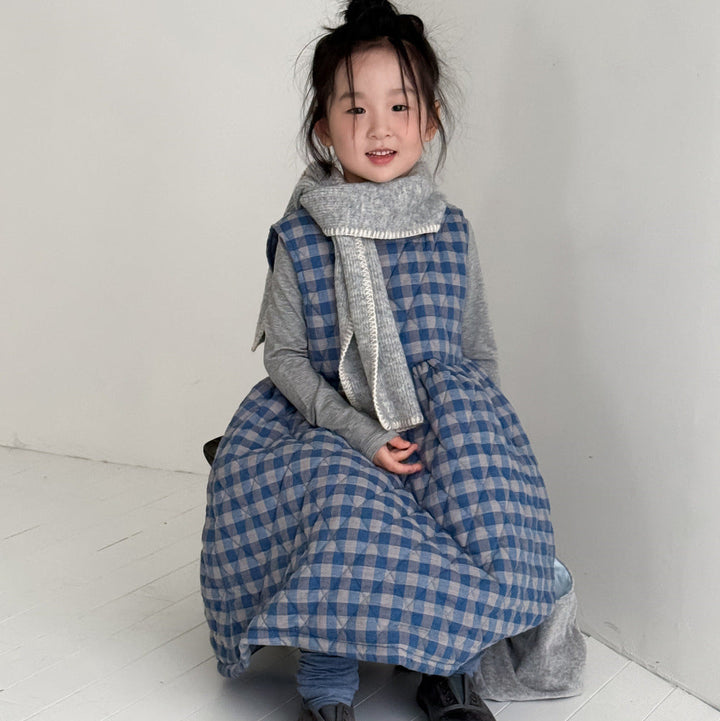 【90-150】チェック柄ノースリーブフレアワンピース