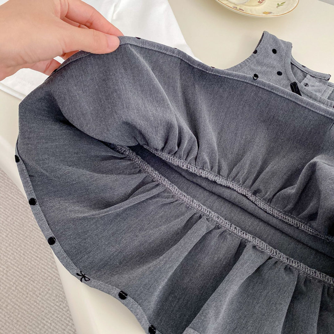 【73-120】リボン＆ドット柄ジャンパースカート