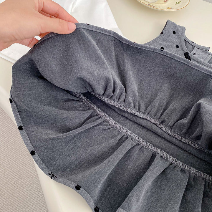 【73-120】リボン＆ドット柄ジャンパースカート