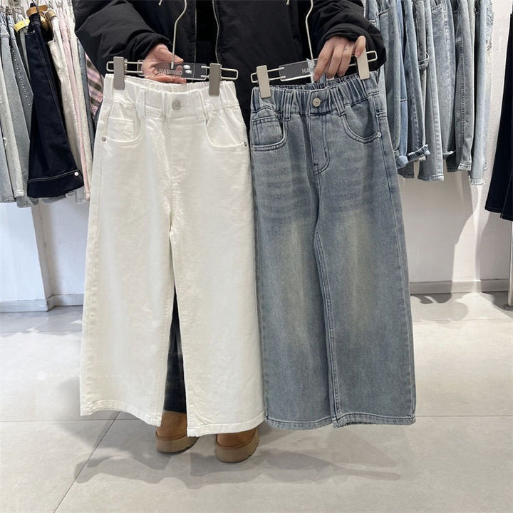 【120-150】バックポケットリボンデニムパンツ