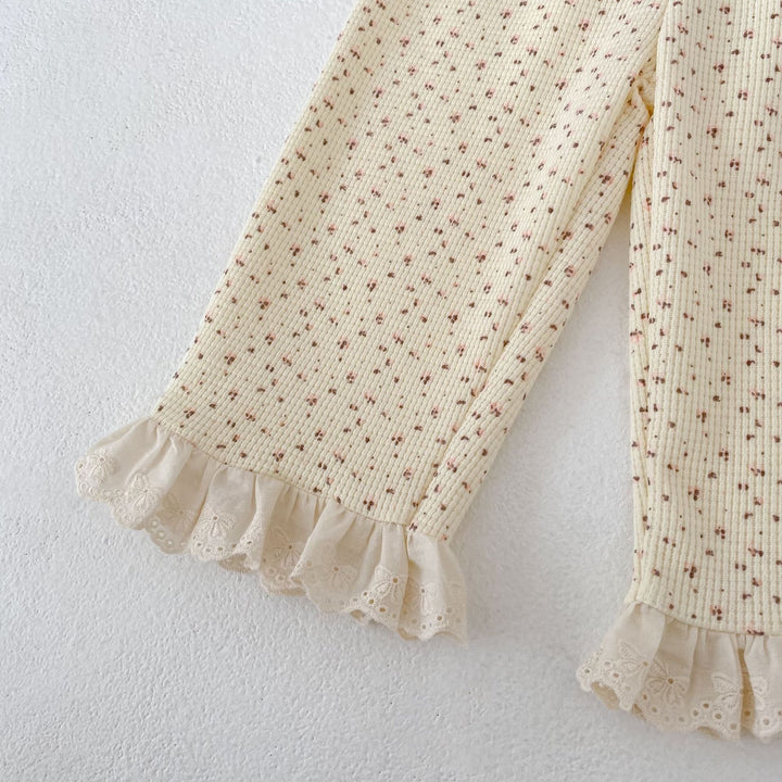 【73-110】レースヘムワッフルセットアップ