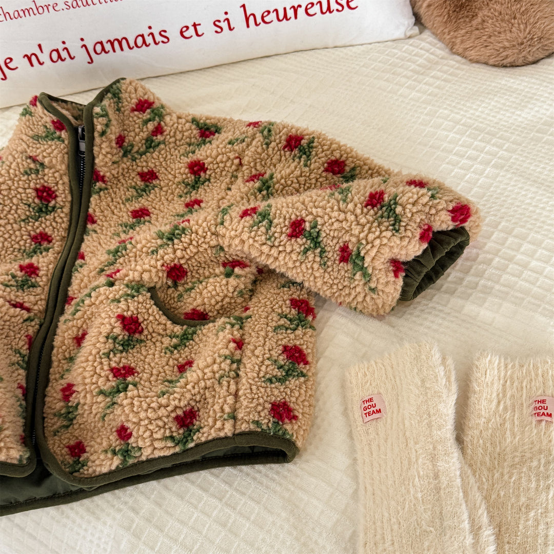 【80-130】花柄フリースジャケット