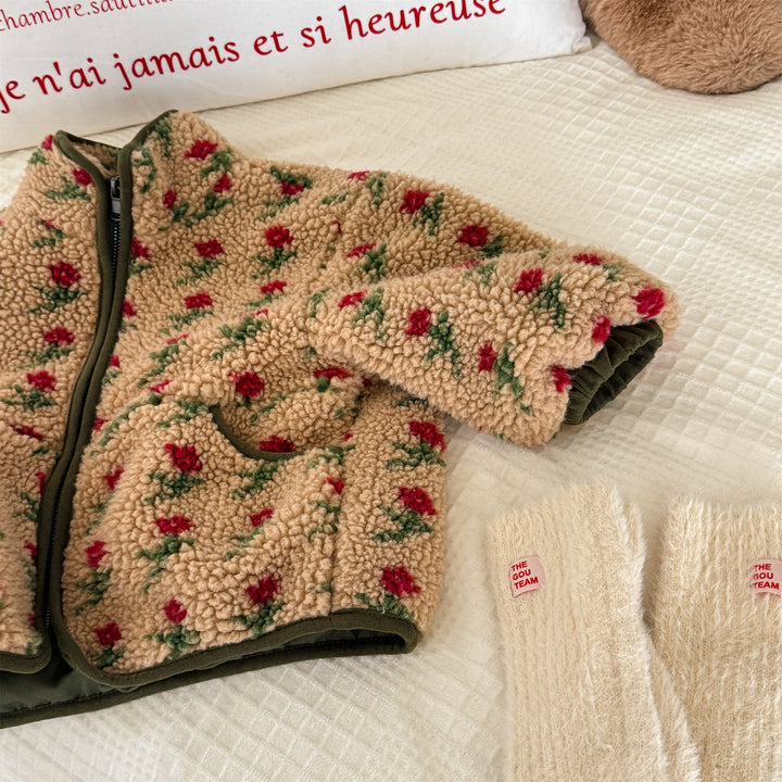 【80-130】花柄フリースジャケット