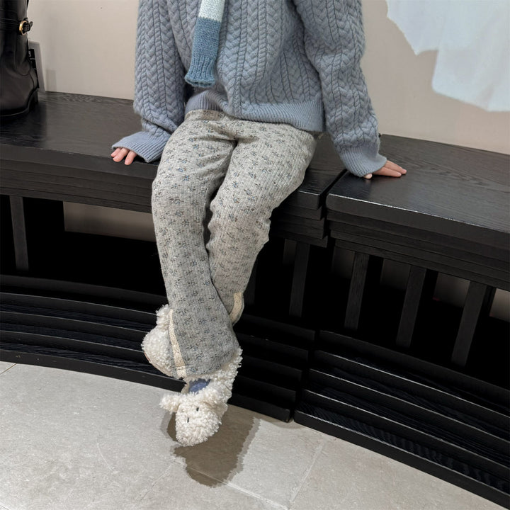 【80-130】レース＆スリットデザインリブレギンスパンツ