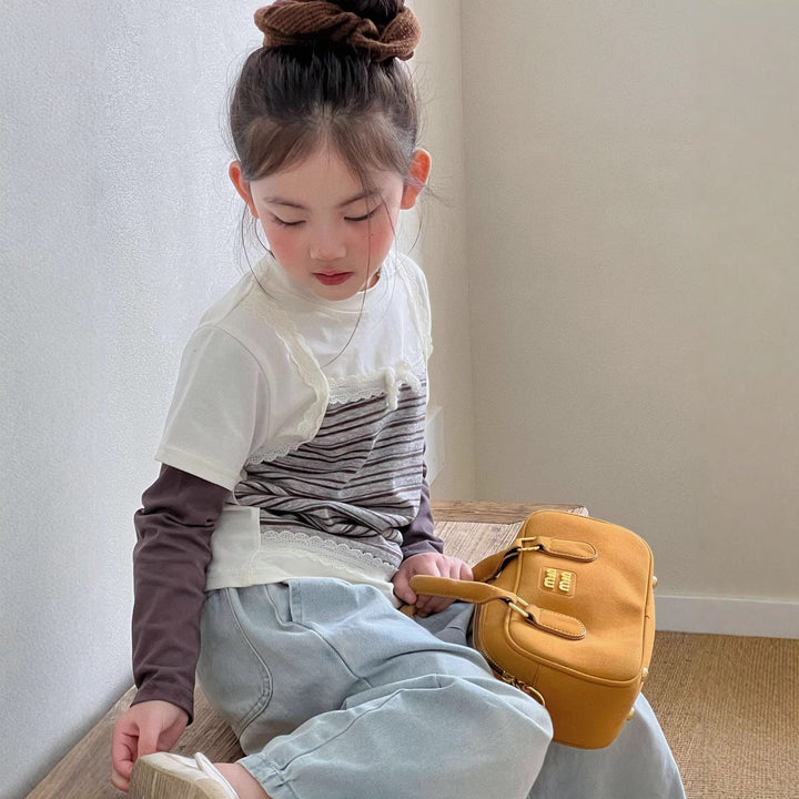 【90-140】ワンポイントワイドジーンズ