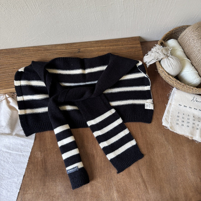 【2Y-10Y】ボーダー柄ニットショール