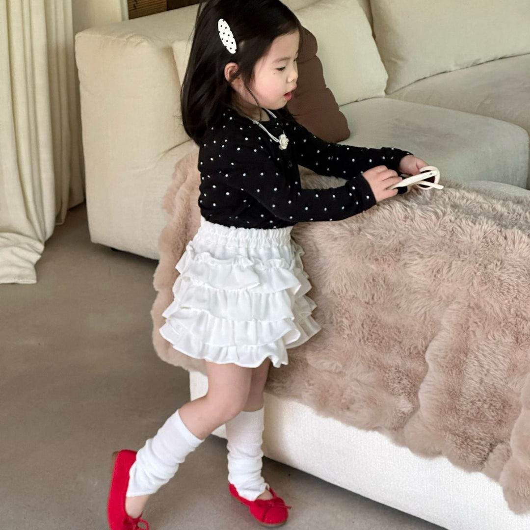 【90-140】ドット柄長袖カーディガン