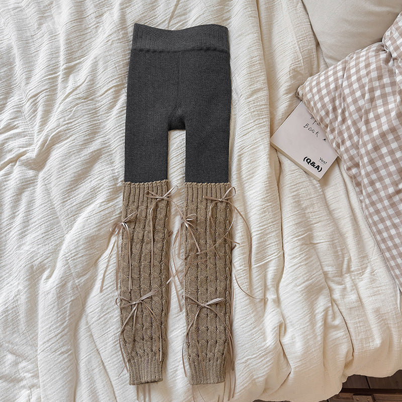 【90-150】リボンレッグウォーマーレギンス