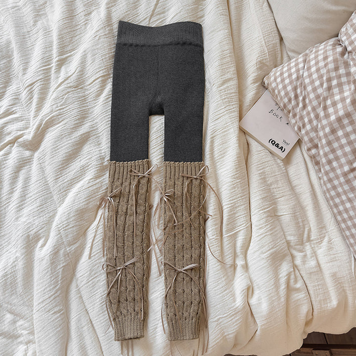 【90-150】リボンレッグウォーマーレギンス