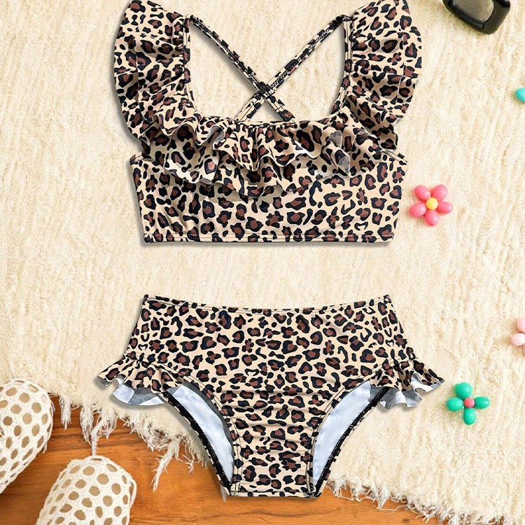 【6ヵ月-2歳】レオパード柄フリルセパレートスイムウェア