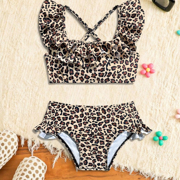 【6ヵ月-2歳】レオパード柄フリルセパレートスイムウェア