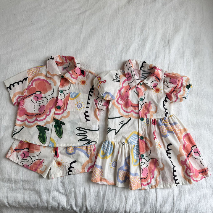 【80-150】カラフルキュートデザインワンピース