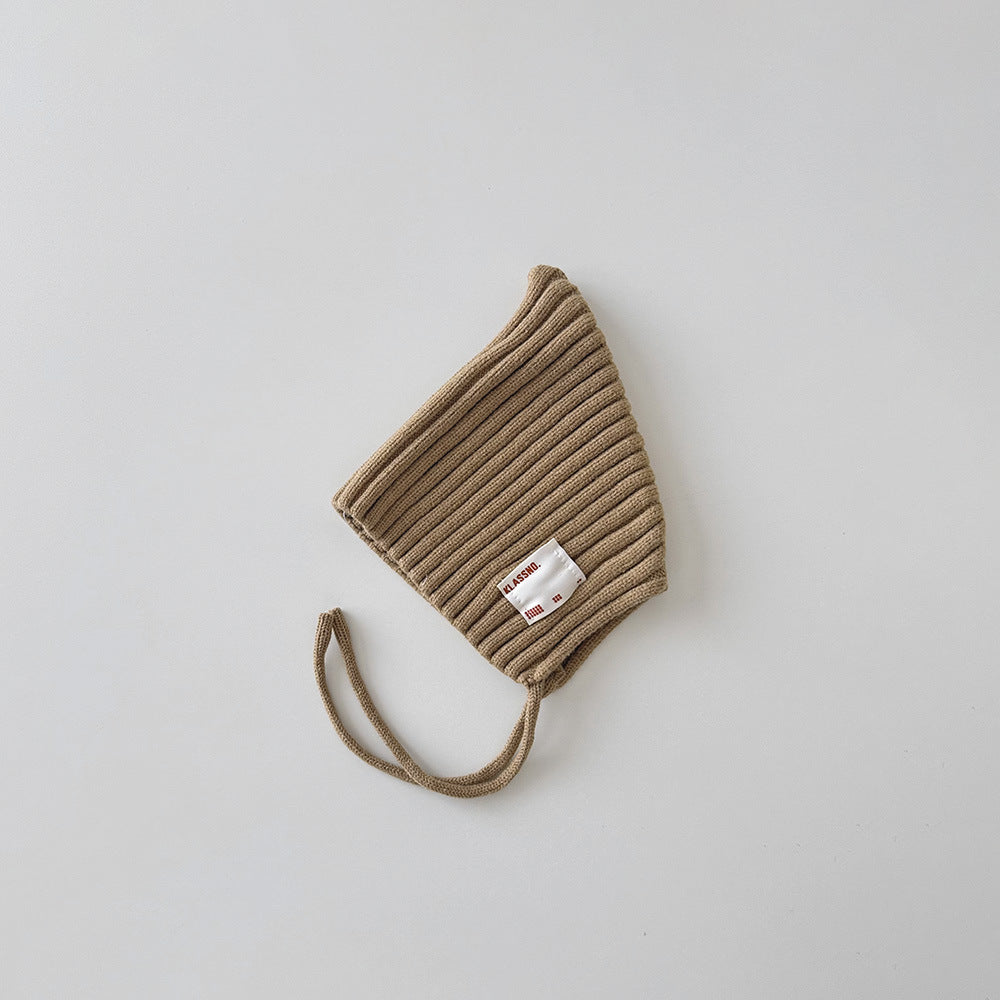 【42-49cm】あご紐付きリブニット帽