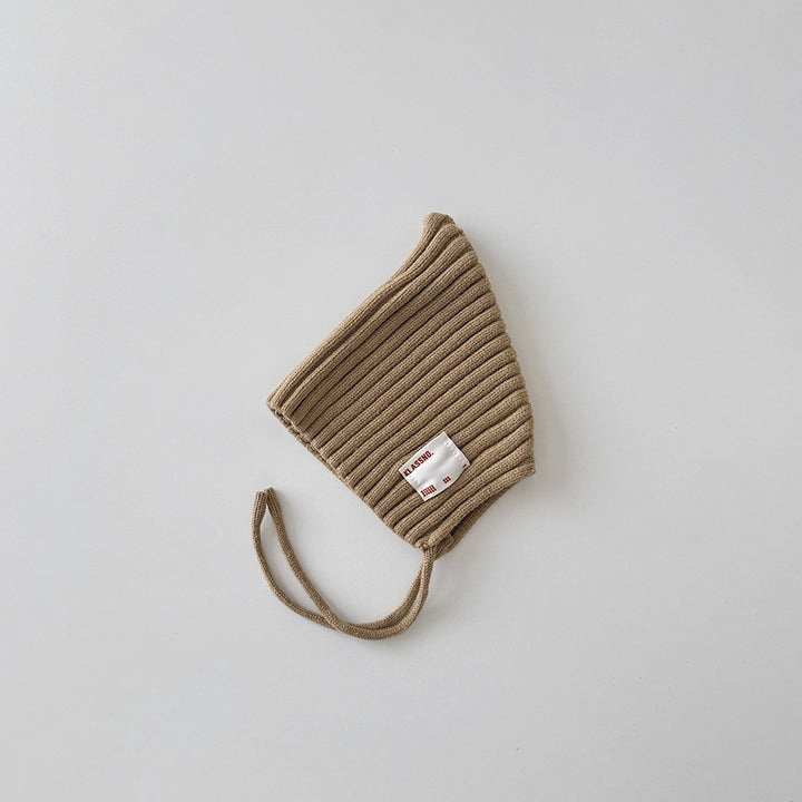 【42-49cm】あご紐付きリブニット帽