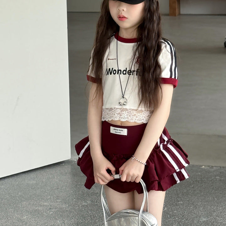 【100-150】サイドラインティアードミニスカート