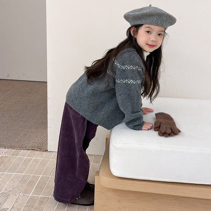 【90-150】花柄＆ボタンデザインカーディガン