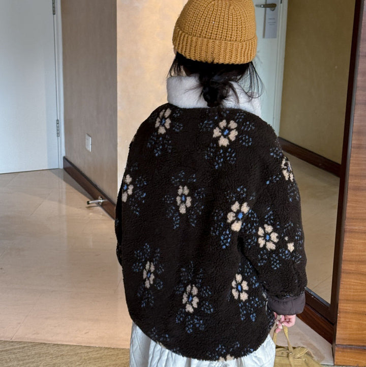 【100-150】花柄ボアジャケット