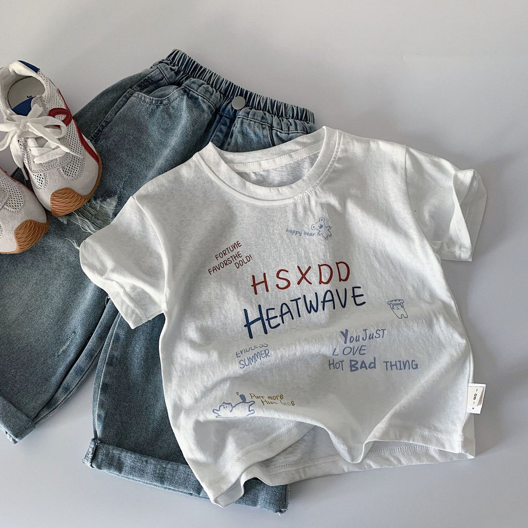 【90-140】レタープリントTシャツ